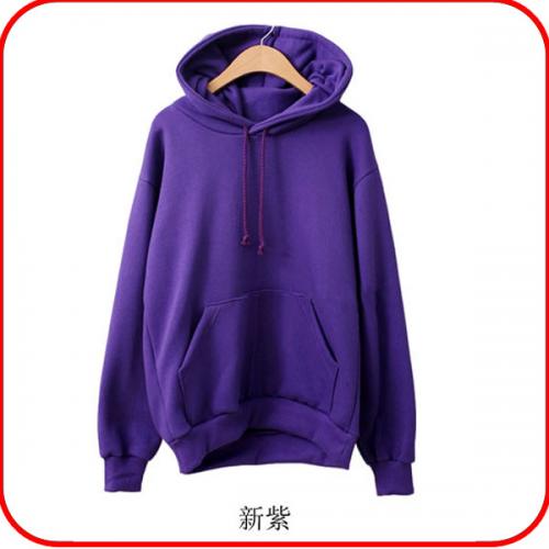 新紫色套头连帽卫衣